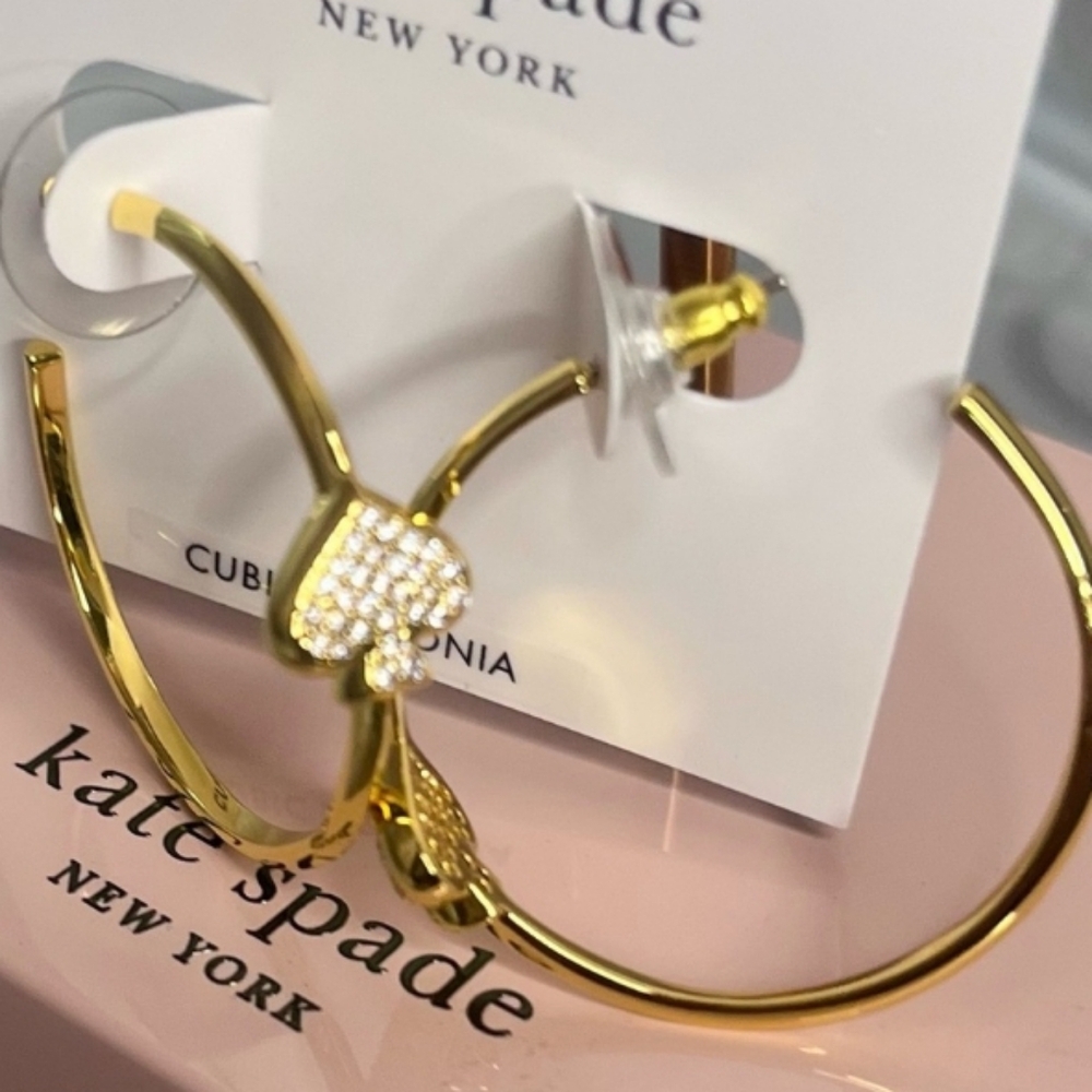 KATE SPADE NWT PAVE SPADE HOOPS - Picture 5 of 6
